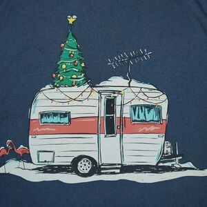 Camper Trailer Xmas Tree Lights Flamingo Christmas T-Shirt 2XL NWT
